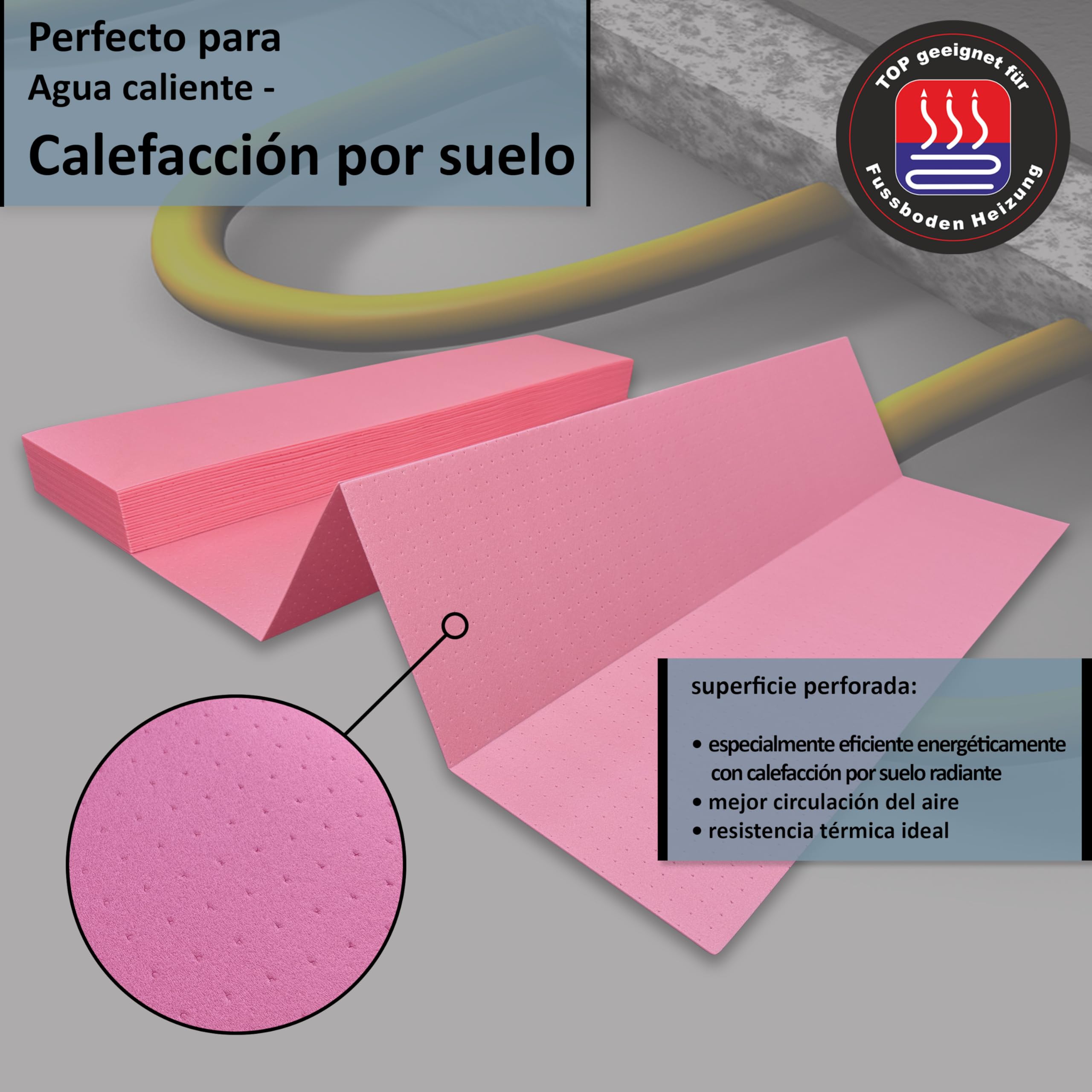 Base para laminado y parquet con aislamiento acústico de impactos para suelo radiante uficell XPS-Quick PLUS, grosor: 1,8 mm (3 paquete | 37,8 m²)