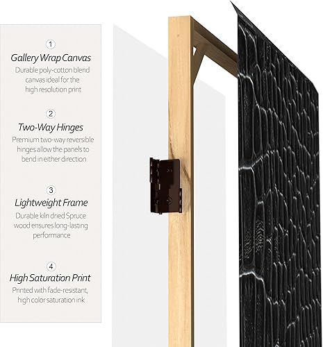 Miniatura 4 de Red Lantern Divisor de habitación de lona con estampado de cocodrilo negro de doble cara de 6 pies de alto, 3 paneles, pantalla de privacidad