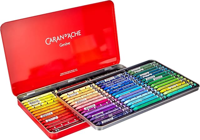Caran Dache Metal tin with 84 assorted colours