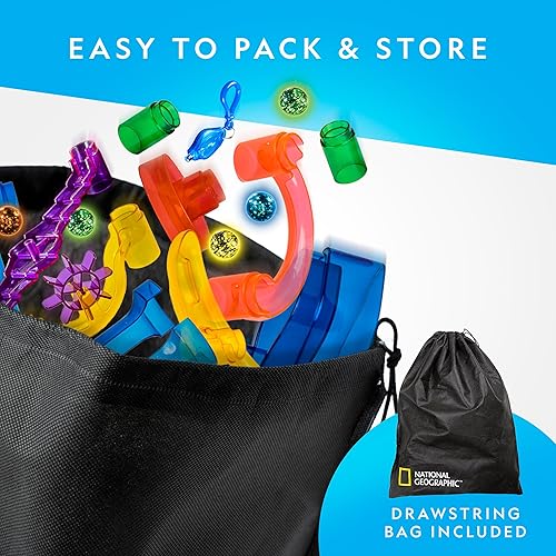 Miniatura 9 de NATIONAL GEOGRAPHIC, tobogán de canicas que brilla en la oscuridad malla de almacenamiento, gran juguete creativo para niñas y niños.