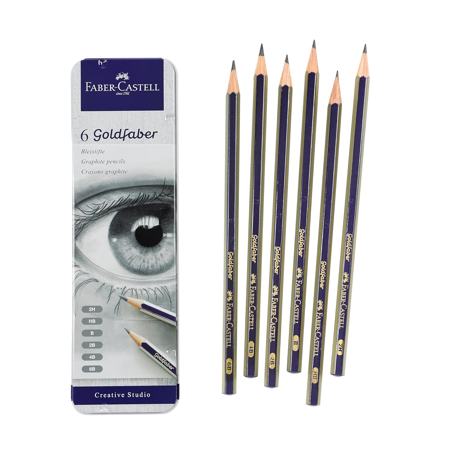 em Faber-Castell Graphite Sketch Pencil Set - 6 Graphite Pencils (2H, HB, B, 2B, 4B, 6B), Drawing Pencils and Sketching Supplies