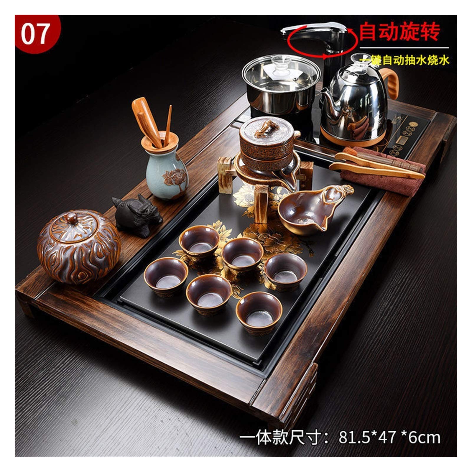 Zestaw do herbaty Kungfu Zestaw herbaty Stylu Drewna Taca Herbata Pełny Zestaw Automatyczne Wody Indukcyjne Pulpit Herba Ceremonia Teapot Pudełko Prezent Zestawy upominkowe do herbaty (Color : B1)
