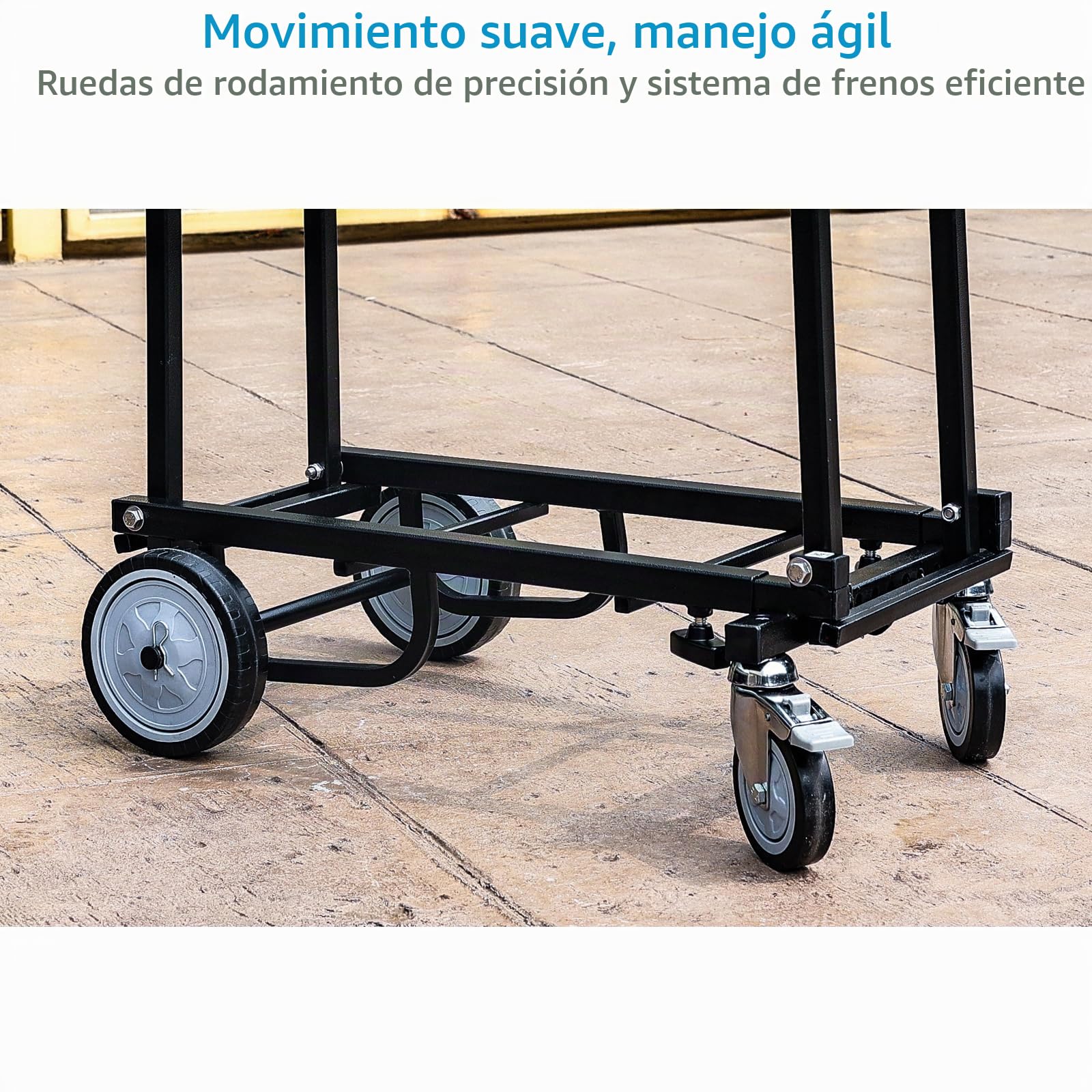 Carro utilitario Plegable PROAIM Vanguard Nano, 8 en 1, 150 kg/330 LB | Carro de acero con plataforma extensible 24-39", ruedas 4" giratorias y 6" traseras de goma, frenos y asa plegable