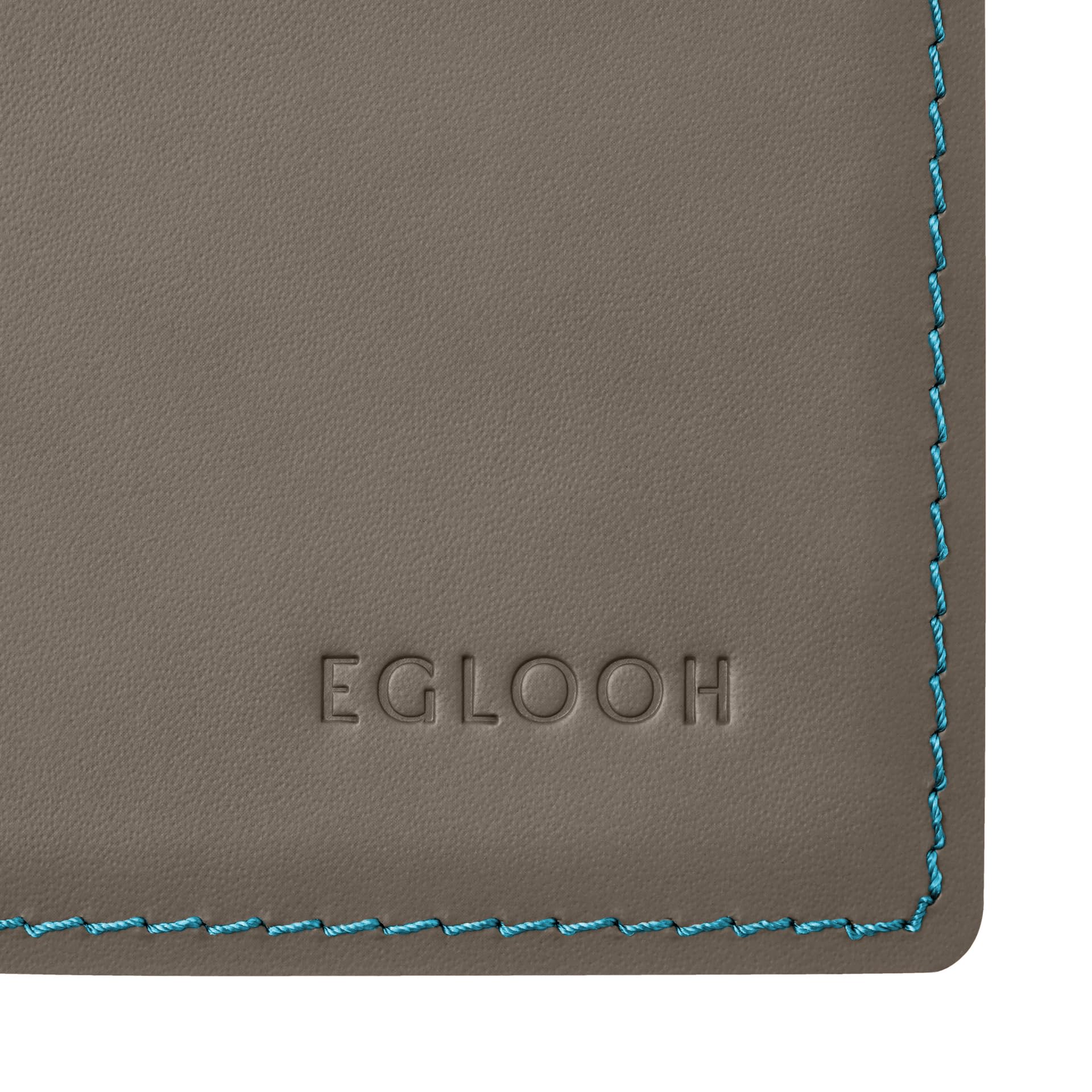 Eglooh - Mercurio Deluxe - podkładka pod mysz ze skóry taupe szary cm 25x20 - podkładka pod mysz na biurko i do biura, eleganckie niebieskie szwy i antypoślizgowe dno - Made in Italy