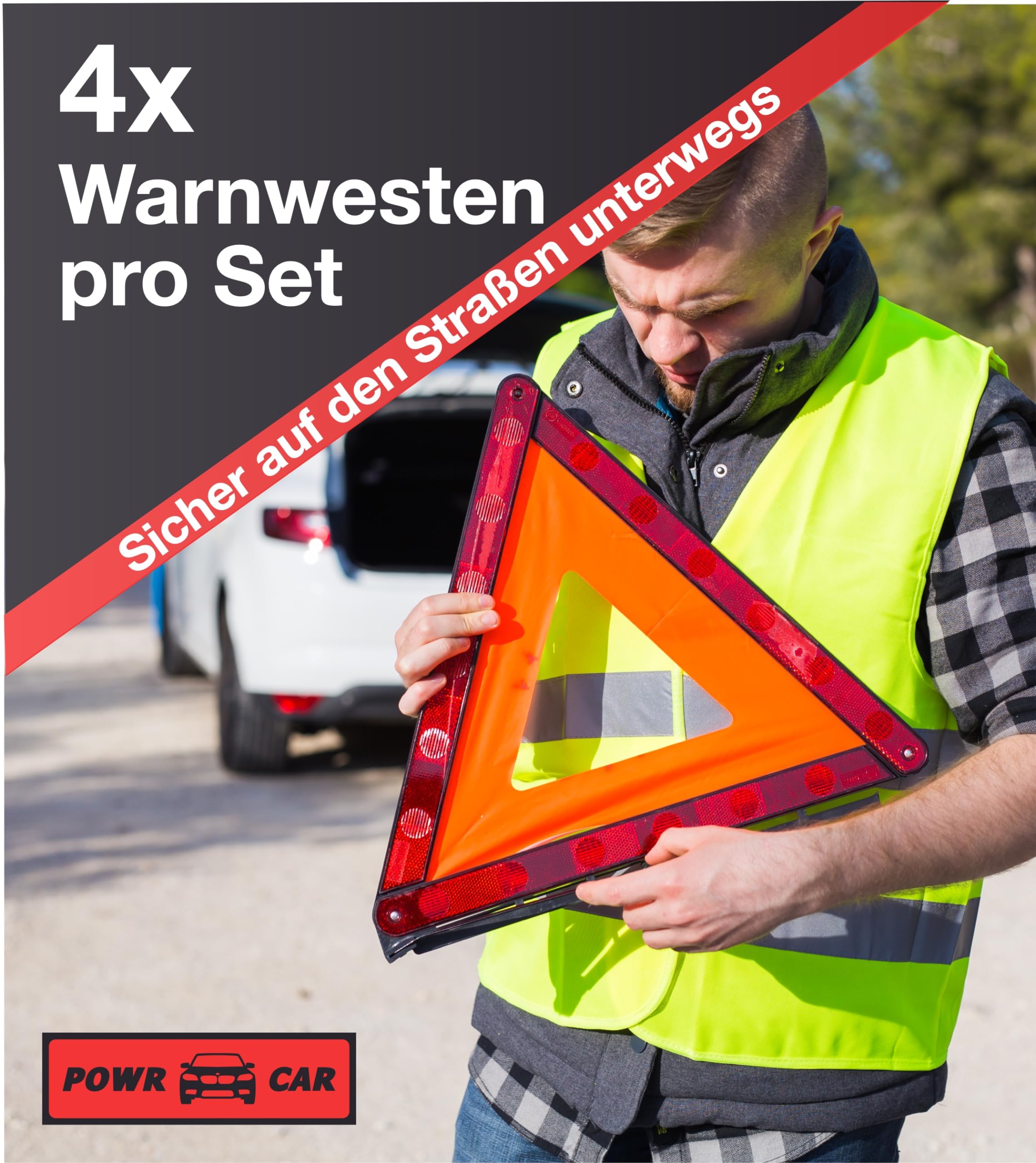 20x Warnwesten 2024: Sicherheitsweste Neongelb für Auto, PKW & LKW - Reflektierende Pannen- und Unfallwesten - Autozubehör