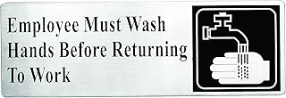 TableCraft Products B22 Stainless Steel Sign, Employee Must Wash Hands, 3