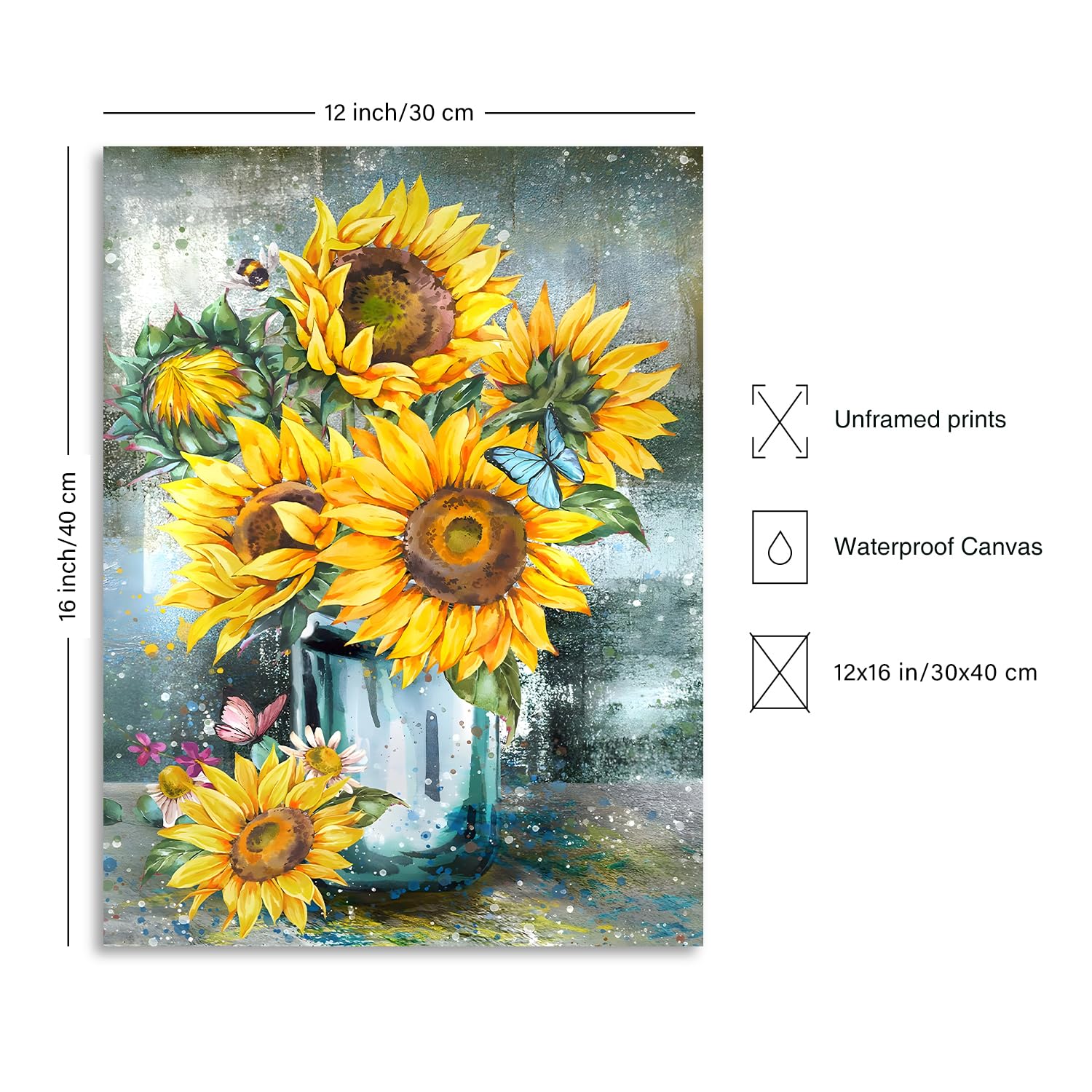 Set De 3 Affiches Fleurs Abstraites Vintage - Déco Murale Boho Pour Chambre, Salon | Posters Botaniques 12x16 Pouces Non Encadrés