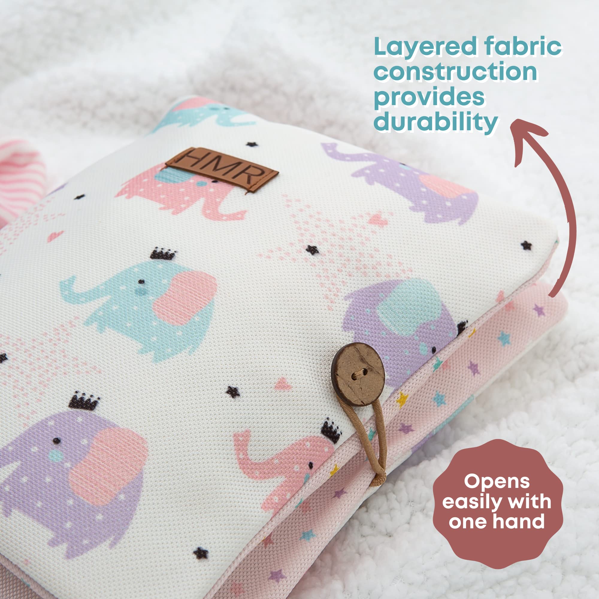HAMUR - Organizador de bolsas de bebé, bolsa de pañales portátil para carriola de bebé, unisex, plegable, accesorios para bebé recién nacido, bolsa de transporte para niños y niñas (elefante)
