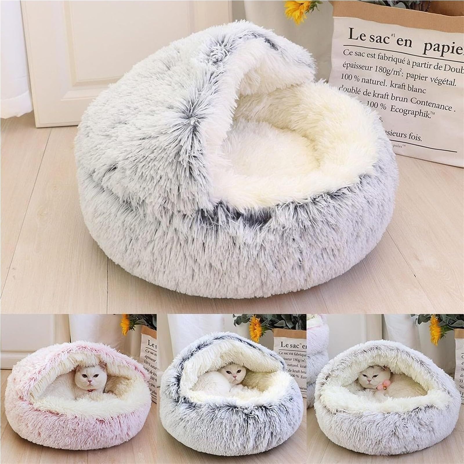 Generisch Olvys Cosy Cocoon legowisko dla psa, Cocoon, legowisko dla zwierząt domowych, z poszewką na poduszkę, nadaje się do prania, okrągłe legowiska dla kotów, materac dla zwierząt domowych