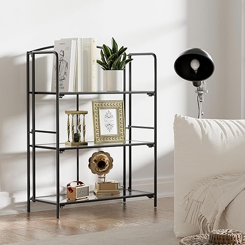 Miniatura 193 de Crofy - Estantería plegable sin montaje para sala de estar, estante plegable blanco de 5 niveles para oficina en casa, organizador de almacenamiento