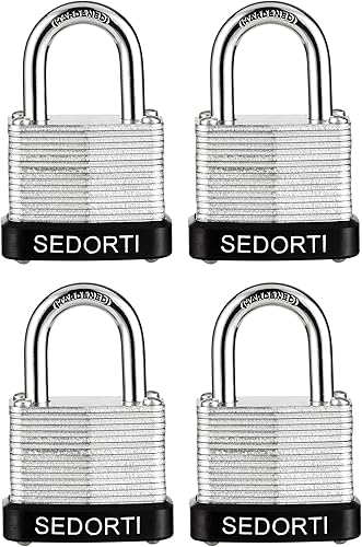 SEDORTI Juego de candados de acero laminado cuerpo de 1-14 pulgadas de ancho cerradura pequeña y resistente candados iguales con llave cerradura
