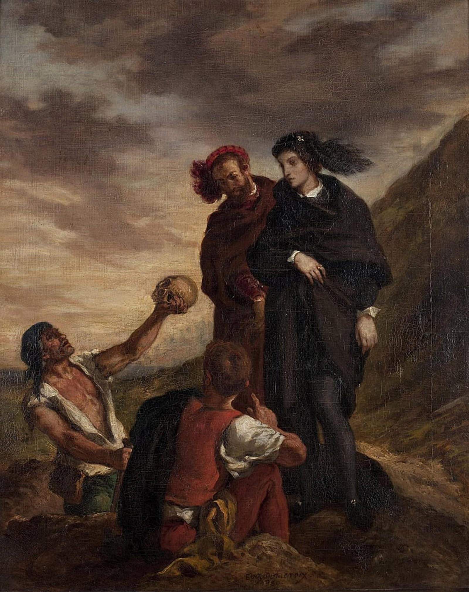 Serendipitp No Frame Vintage Wall Art Canvas Nordic Poster Canvas Print Picture Hamlet And Horatio In The Graveyard By Ferdinandeugene Delacroix Wall Art Poster For Home Decor 60X90cm