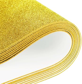 8 Sheets Glitter Foam Sheets 8 x 12 inch Sparkles Self Adhesive Sticky Foam Paper for DIY Projects Scrapbook Gift Party Decoration Gloden