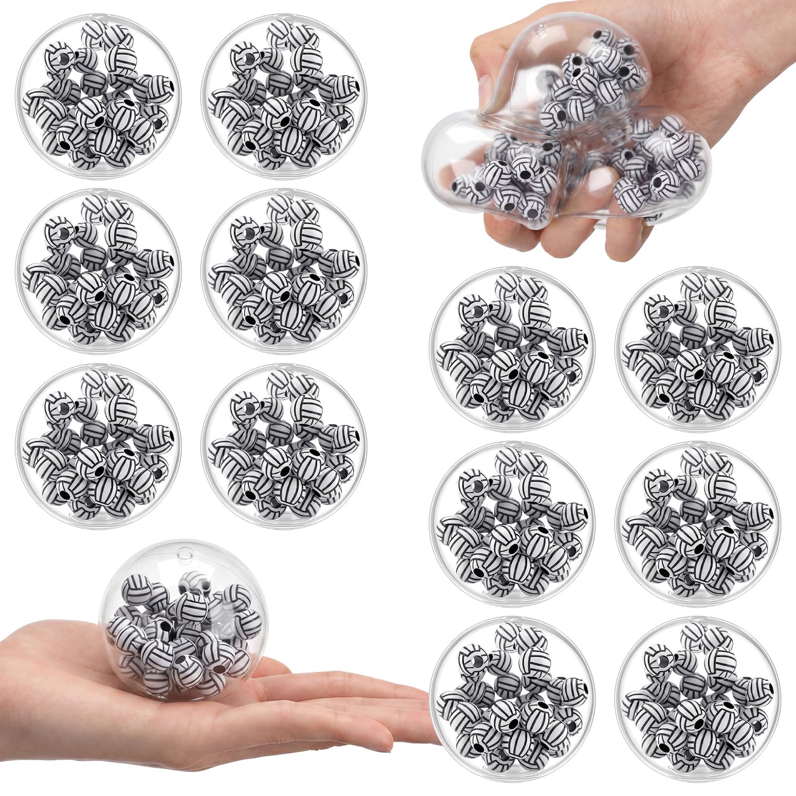 12 Pcs Volleyball Acrylic Beads Sensory Toy 2.36 Inch