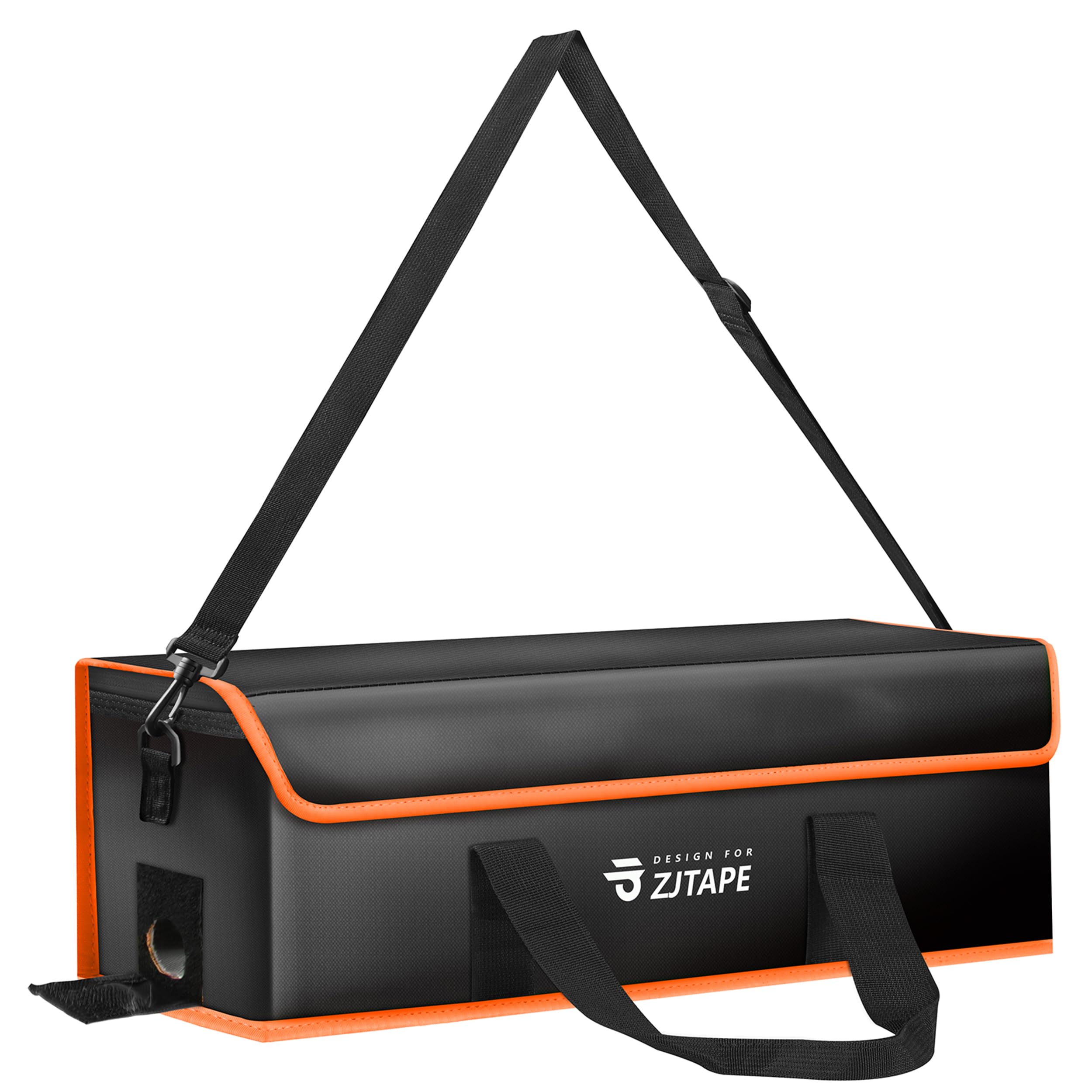 ZJTAPE Ebike Bolsa para Baterías - Ignífuga, Impermeable, A Prueba de Explosiones Lipo Bolsa Segura, Extra Grande, Caja de Seguridad para Baterías para Almacenamiento, Transporte, (Negro, Naranja)