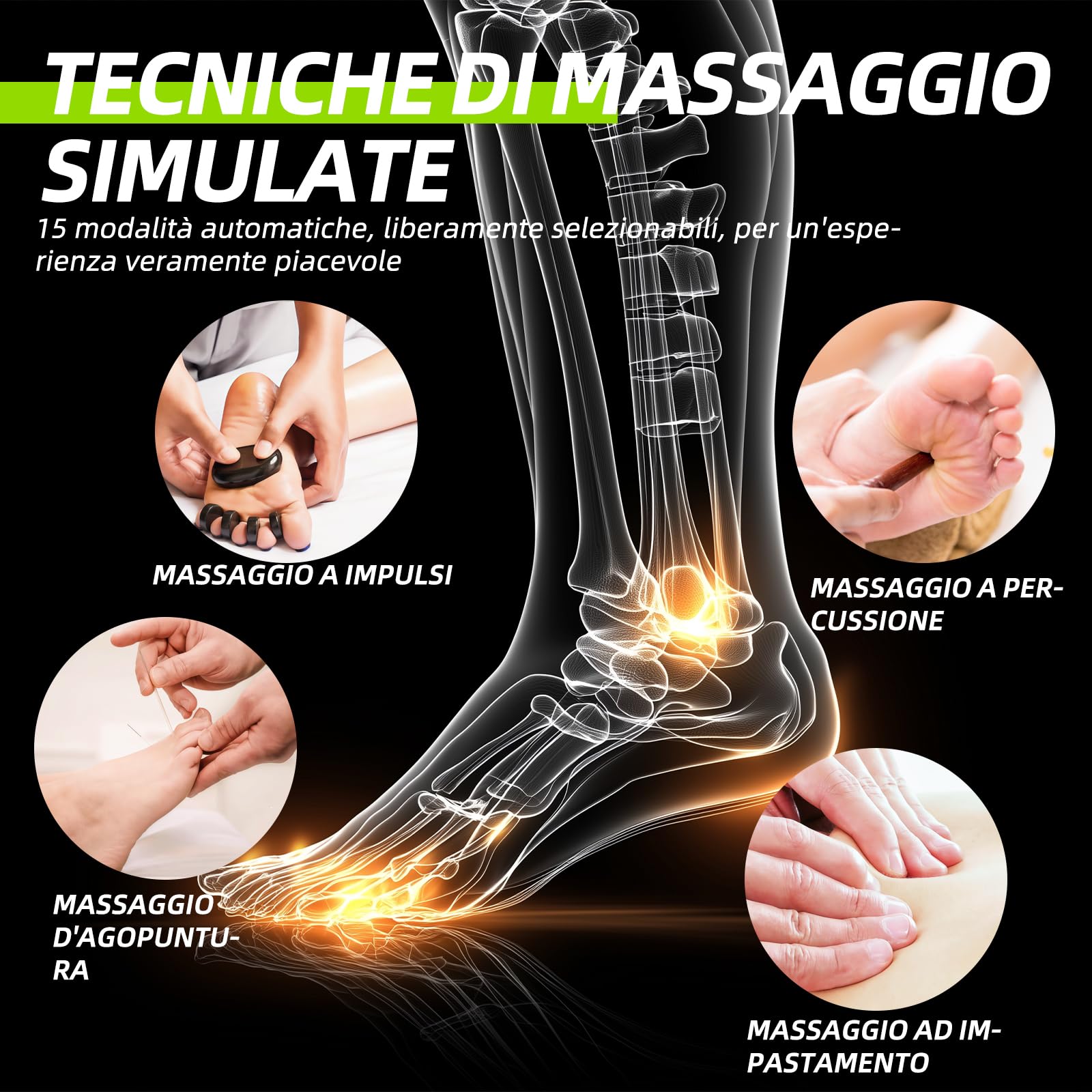 Massaggiatore per piedi ricaricabile, stimolatore circolatorio con EMS e TENS, con 4 cuscinetti elettrodi per alleviare il dolore e migliorare la circolazione sanguigna, massaggiatore per piedi