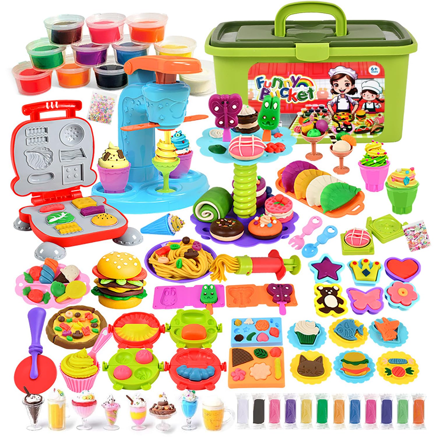 Amazon.co.jp: La Gacela ねんど おもちゃ 小麦粘土 24個入れ 84点豪華