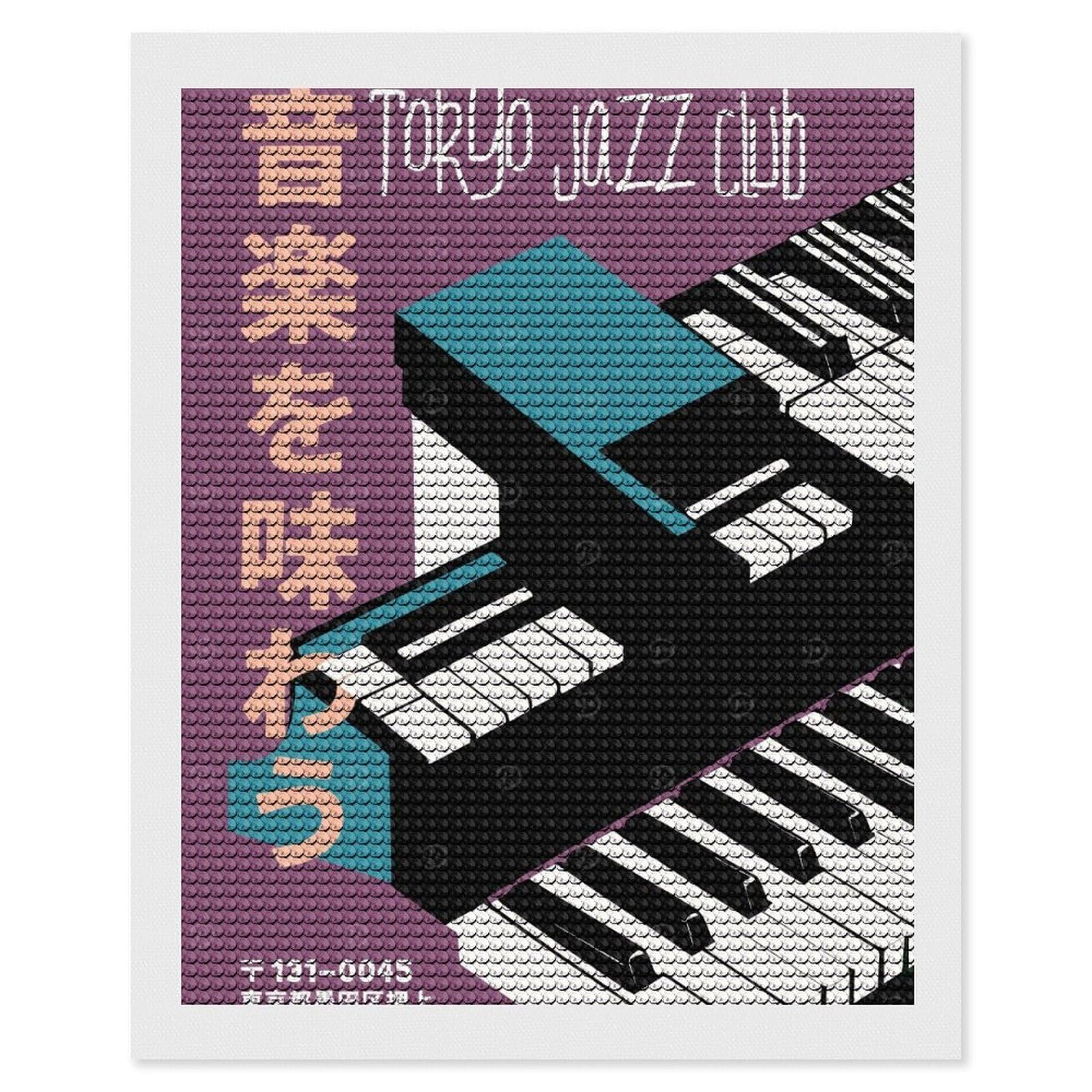 Junmoney Tokyo Jazz Club Diamond Painting Set 16"x20", Modern Decor, for Beginners, Printed Canvas, Thoughtful Handmade Gift, with Tool Kit