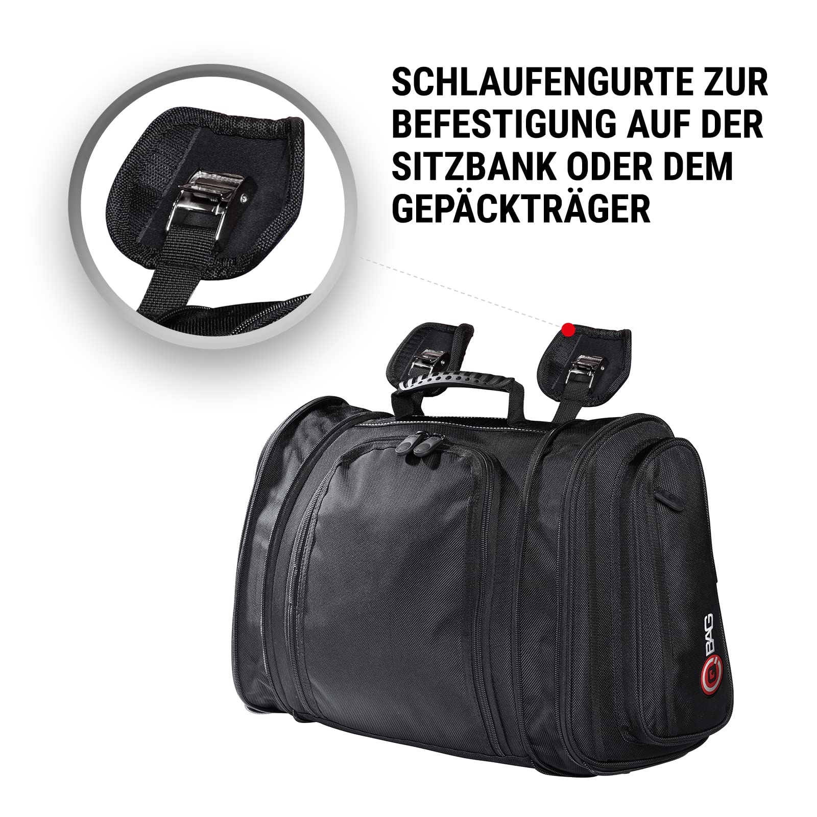 QBag Hecktasche 05 – 14-20L Stauraum – Schwarz – Robustes 900D Polyester