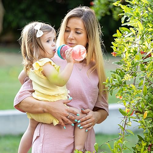 Vista 6 de Nuby Taza de 3 piezas antiderrames de fácil agarre con popote flexible, función Clik It Lock, niña, 10 onzas