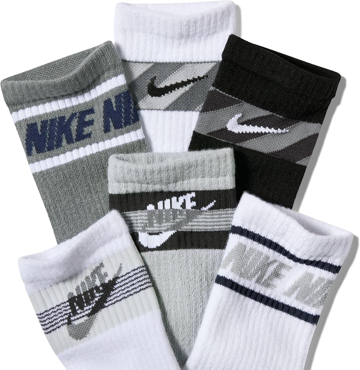 Calcetines Nike Everyday Cushioned Crew unisex para niños (paquete de 6) | Niños y niñas