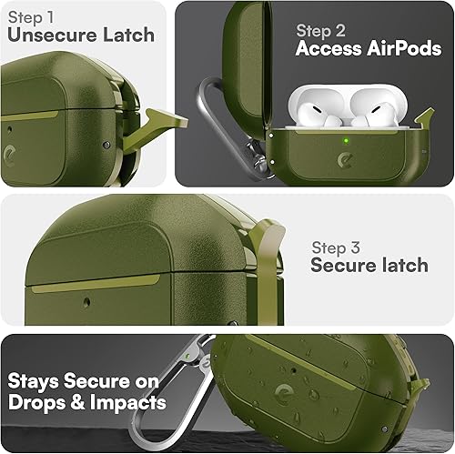 Miniatura 3 de Keybudz Funda para AirPods Pro 2 con candado, totalmente impermeable, funda para AirPods Pro de 2 generación, llavero, protección resistente y