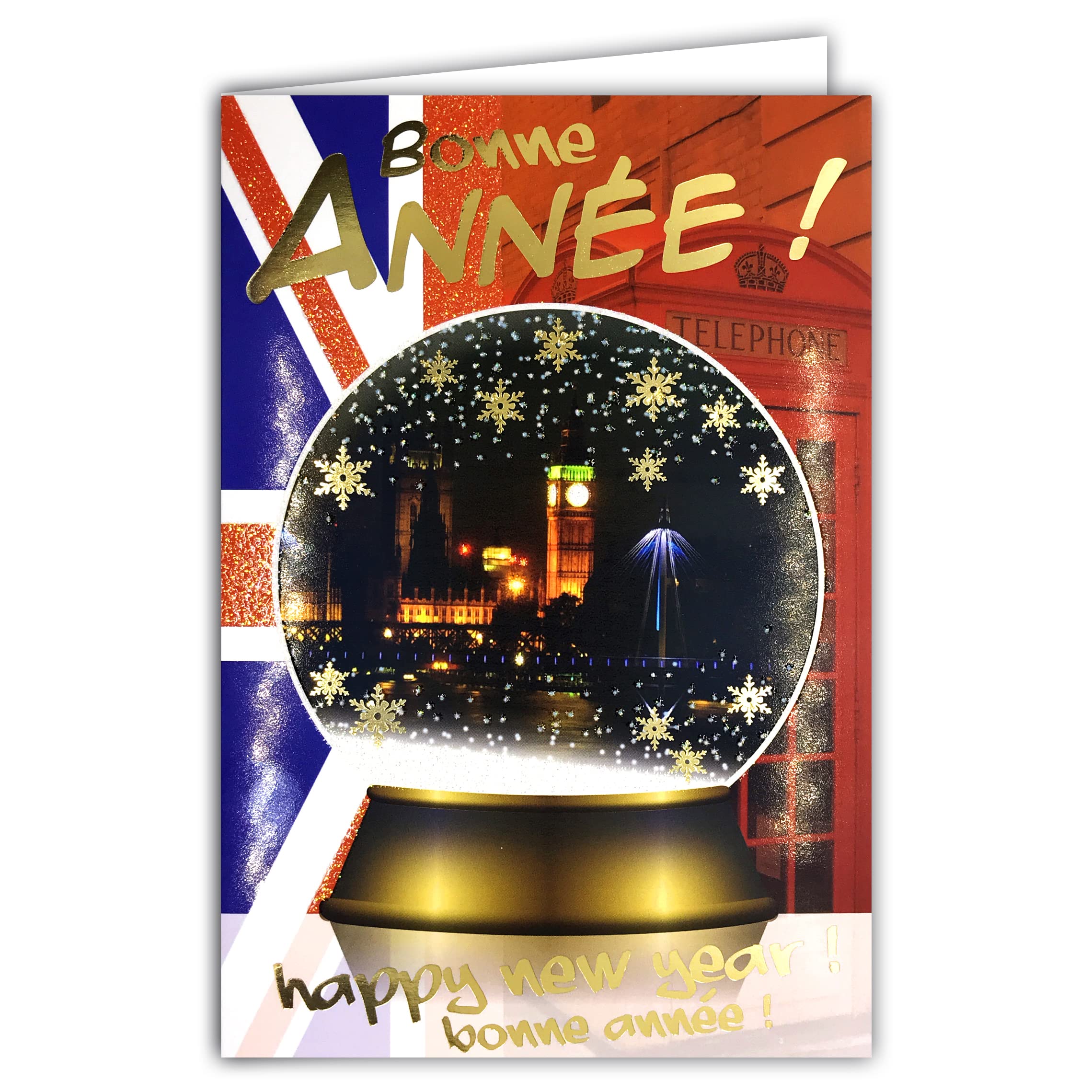 LOT10-61-4044-A BA Pack of 10 Identical Happy New Year Greeting Cards with 10 Envelopes, 12 x 17.5 cm, multi-coloured