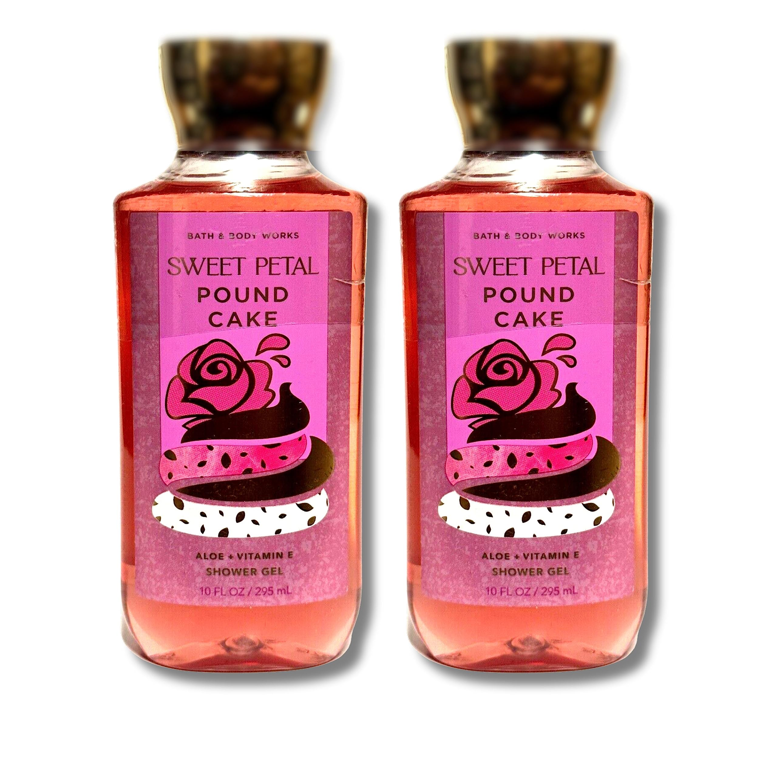 Bath & Body Works Shower Gel Gift Set 10oz Each Pack of 2 (Sweet Petal Pound Cake)