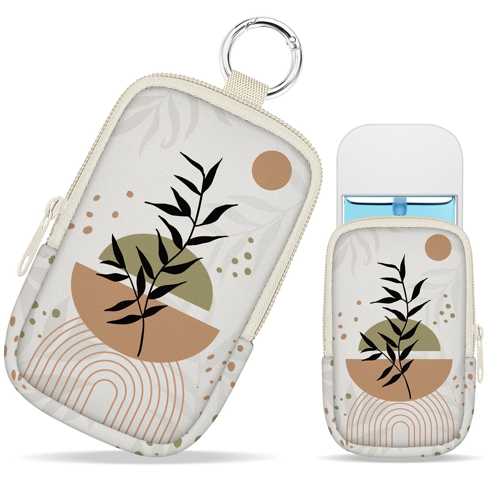 Mcapirivo Cute Boho Hand Sanitizer Spray Case, Hand Sanitizer Holder Zippered Pouch, Fashion Accessory with Snap Hook for Glow Mist and Power Mist 1FL