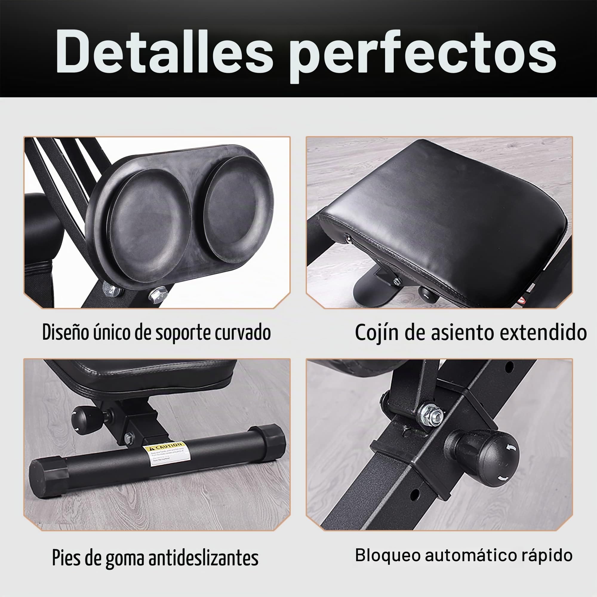 leikefitness Banco de pesas ajustable plegable con bloqueo automático para inclinación vertical y ejercicio plano de cuerpo completo