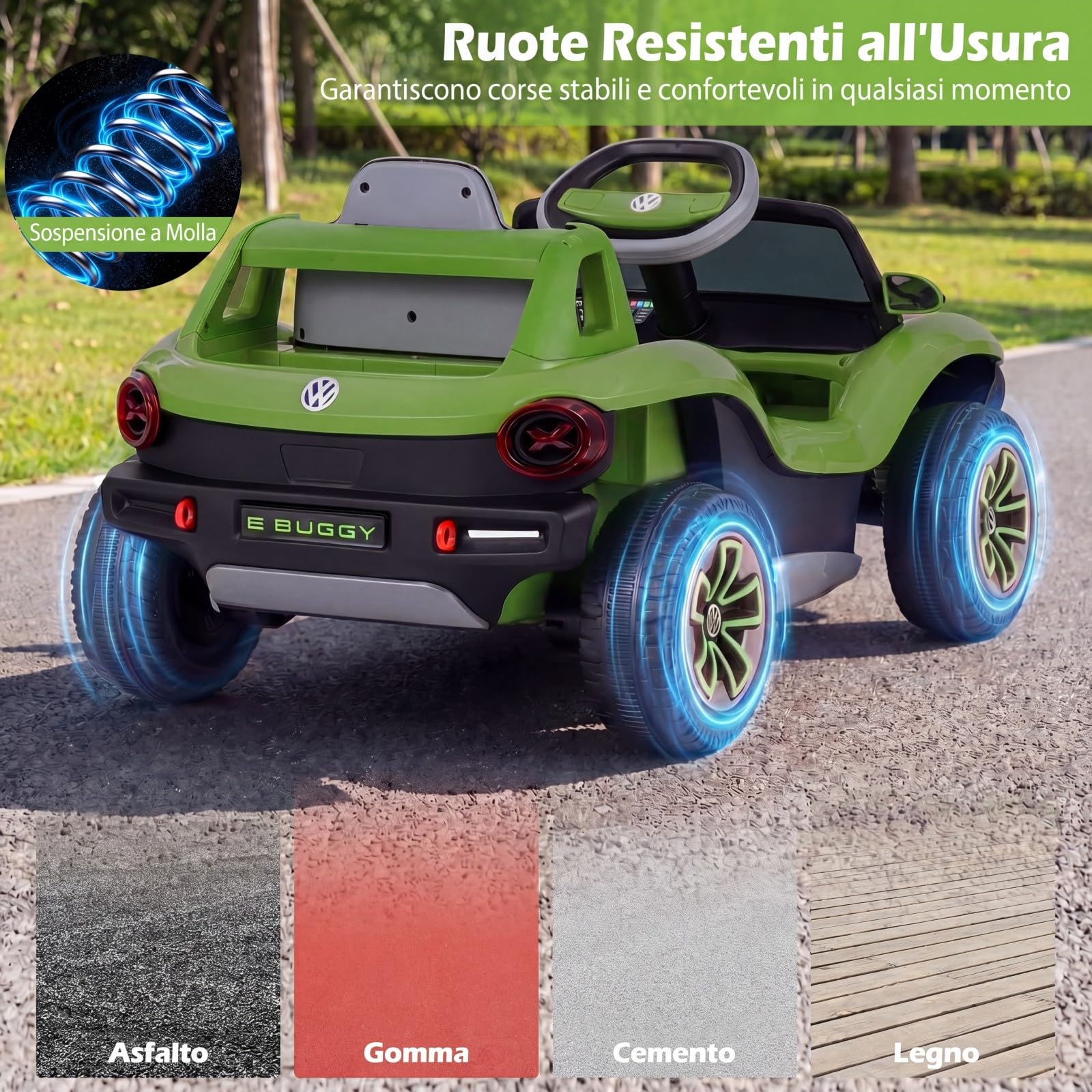 COSTWAY Volkswagen 12V Macchina Elettrica per Bambini con Telecomando, Velocità Regolabile, Auto Cavalcabile con Musica Vano Portaoggetti e Ruote Ammortizzanti, per Bambini 3+ Anni (Verde)