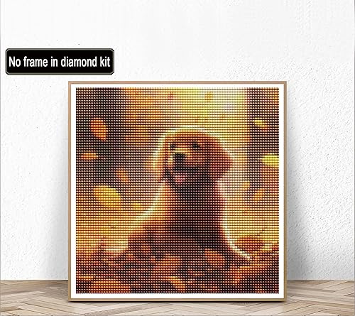 Miniatura 2 de Kaliosy Kits de arte de diamantes 5D para adultos, kit de perro dorado por números, pintura de diamantes de animales para bricolaje, taladro