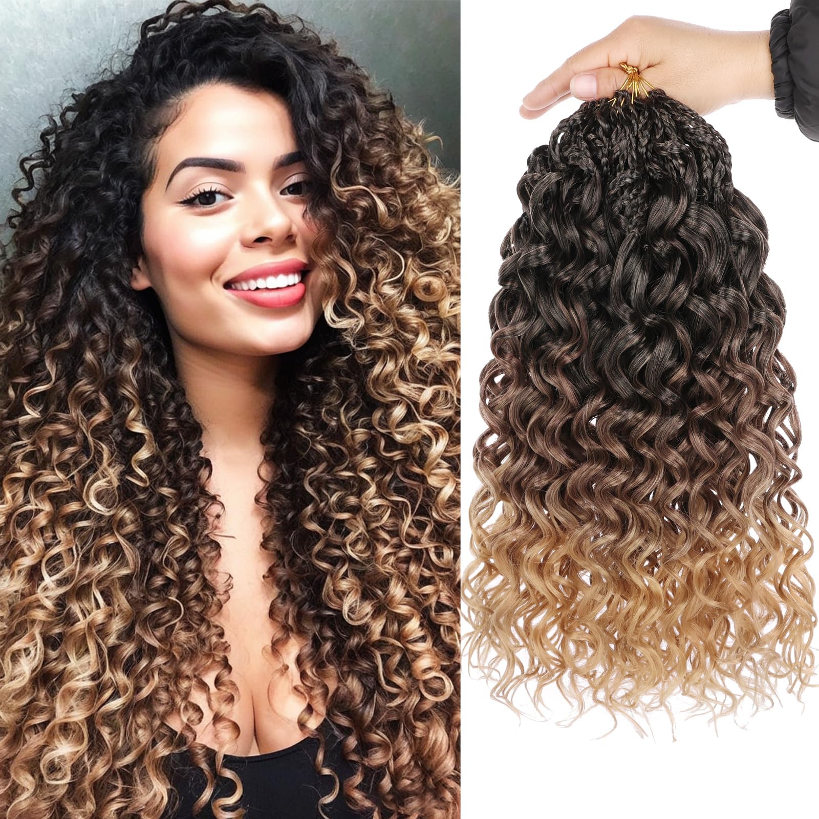 14 Inch Gogo Curl Crochet Hair 8 Packs Beach Curly Crochet Hair Water Wave Crochet Hair Deep Twist Crochet Hair Box Braids Synthetic Braiding Hair