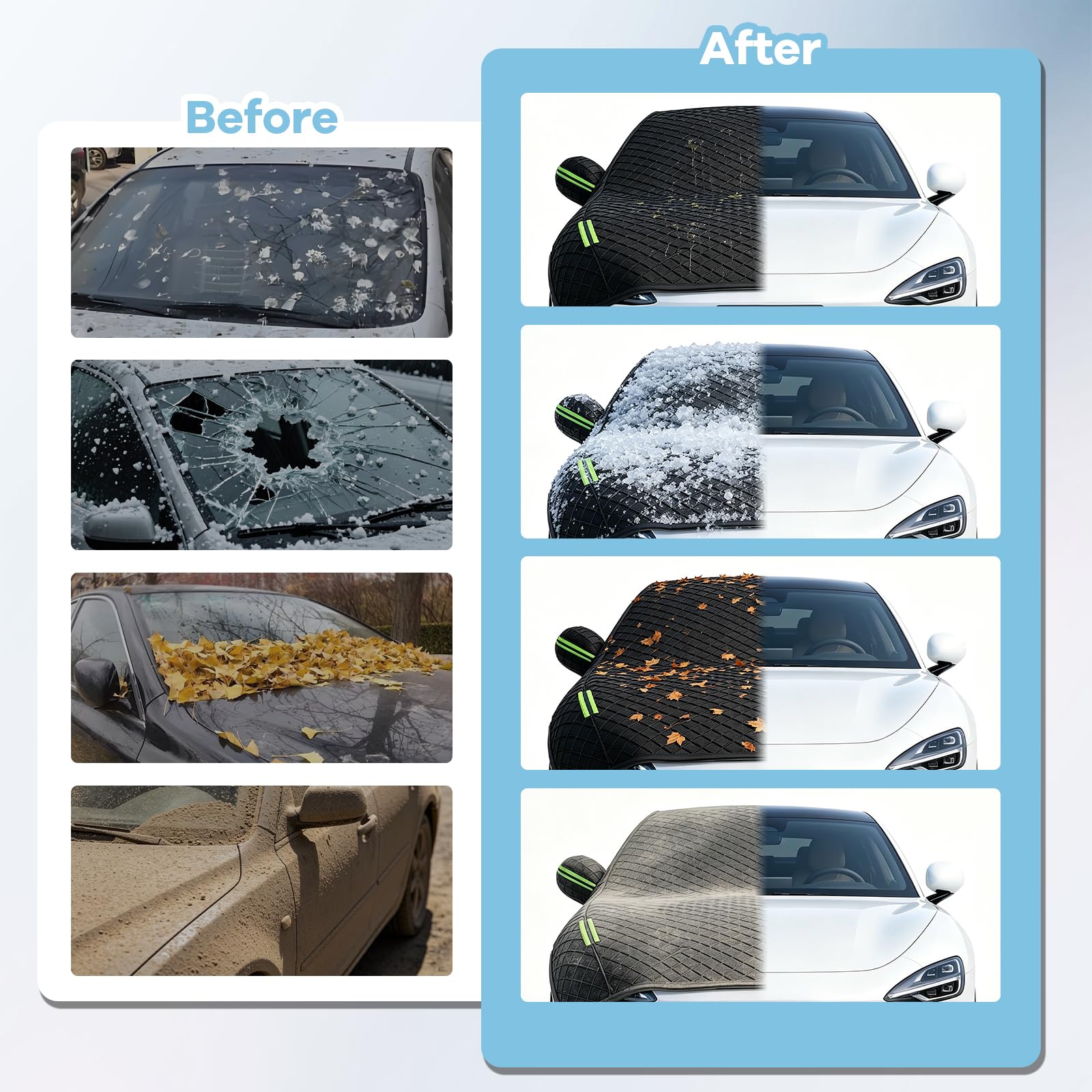 Telo Copriauto Antigrandine per Porsche Macan (2014-2024), Mezza Copertura Auto Imbottito, Impermeabile, Resistente a Neve, Pioggia, Polvere, Anti-UV Esterno Protettiva hlc1