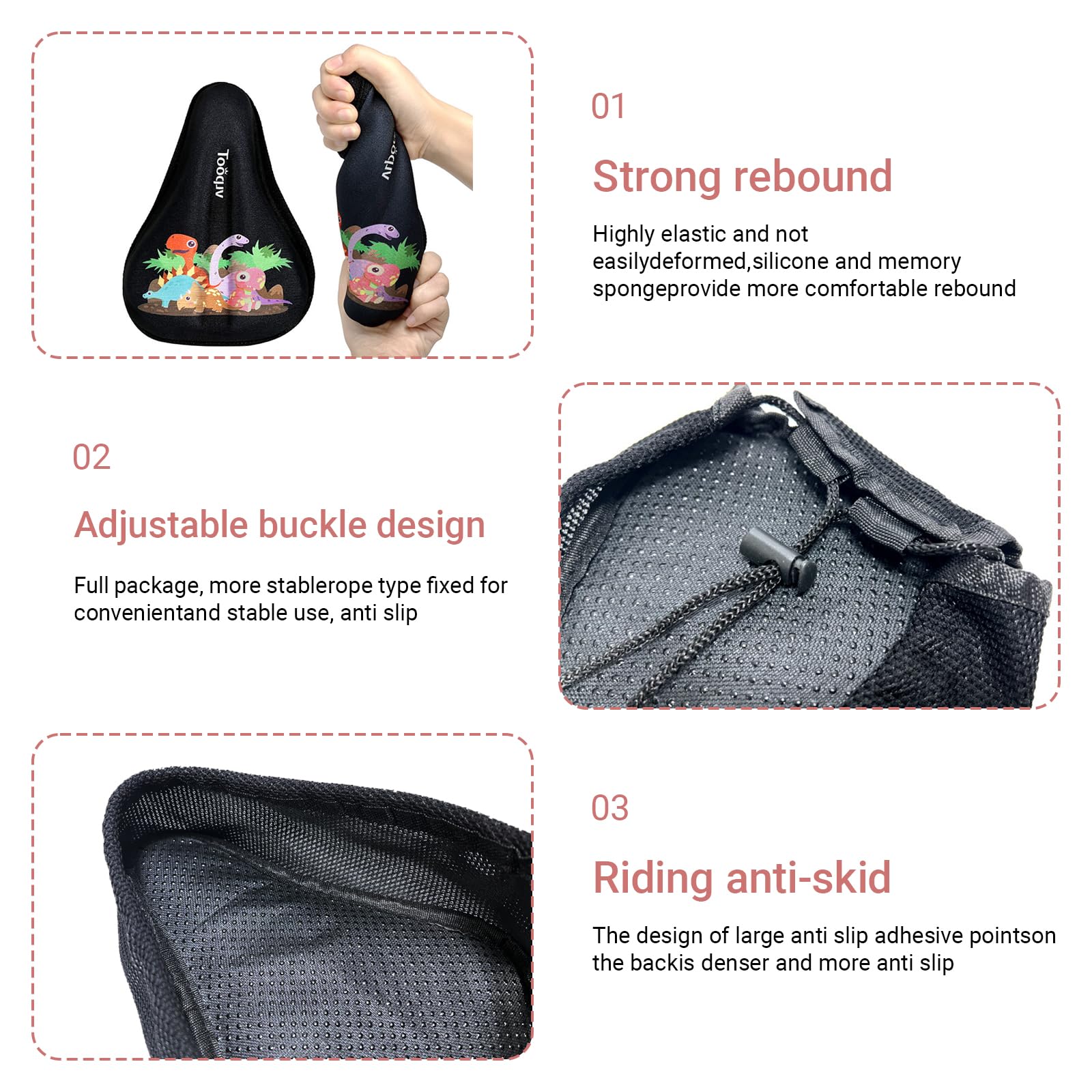 Housse de Protection de Selle de Vélo Enfant, Coussin en Gel Doux et Respirant avec Mousse Mémoire, Taille 23x15 cm Universelle, Imperméable et Antidérapante, Blue