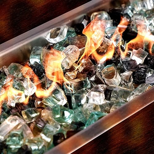 Miniatura 3 de Mr. Fireglass - 10 libras de piedras de fuego reflectantes mezcladas para chimenea hogueras y paisajismo, piedras de  pulgada muy brillantes de