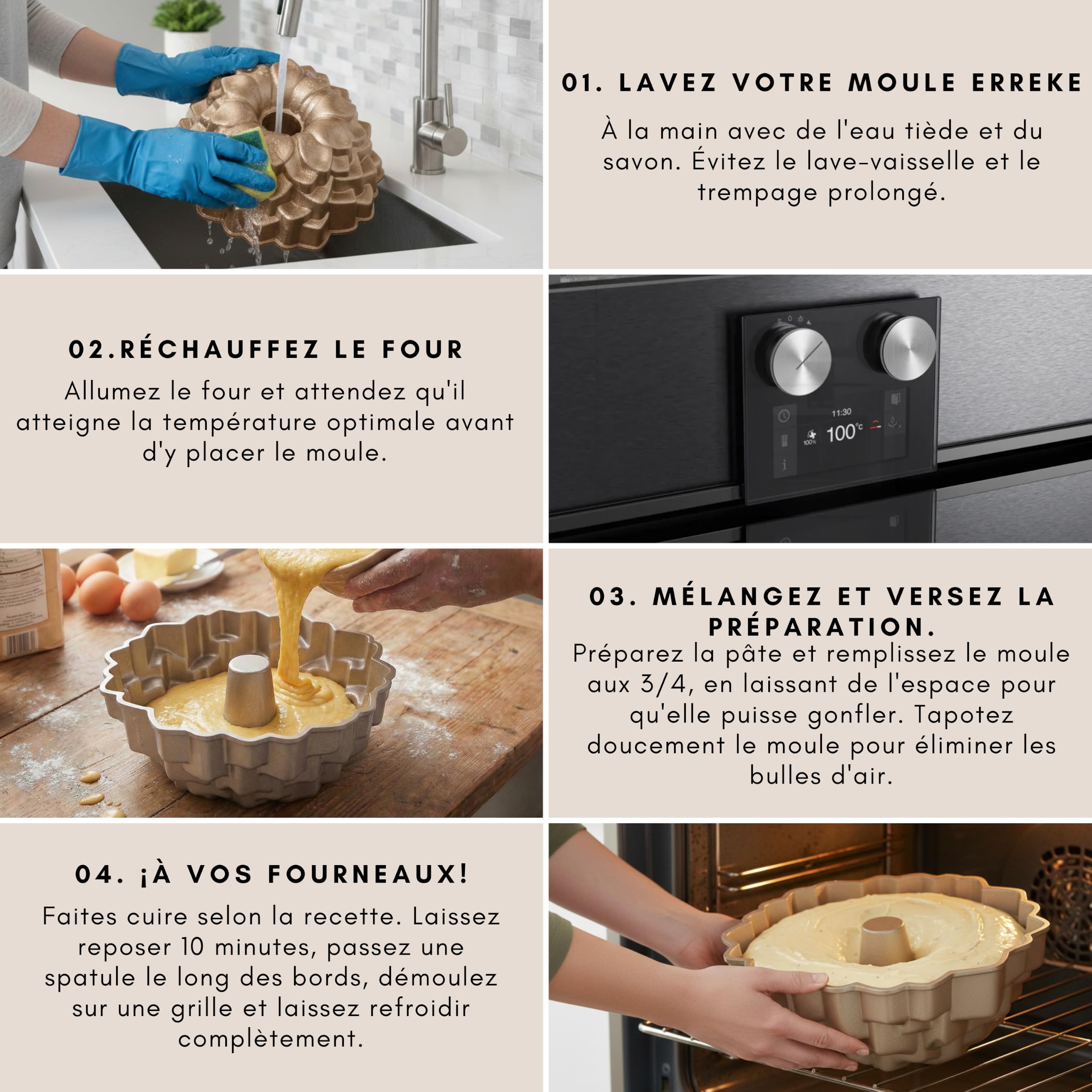 Erreke Moule à Gâteau avec Double Revêtement Antiadhésif, Bloom | Moule Kouglof. Moule Gateau. Moule à Tarte. Aluminium Moulé Résistant. Savarin Cuisson Uniforme. Pour Pâtisserie Maison