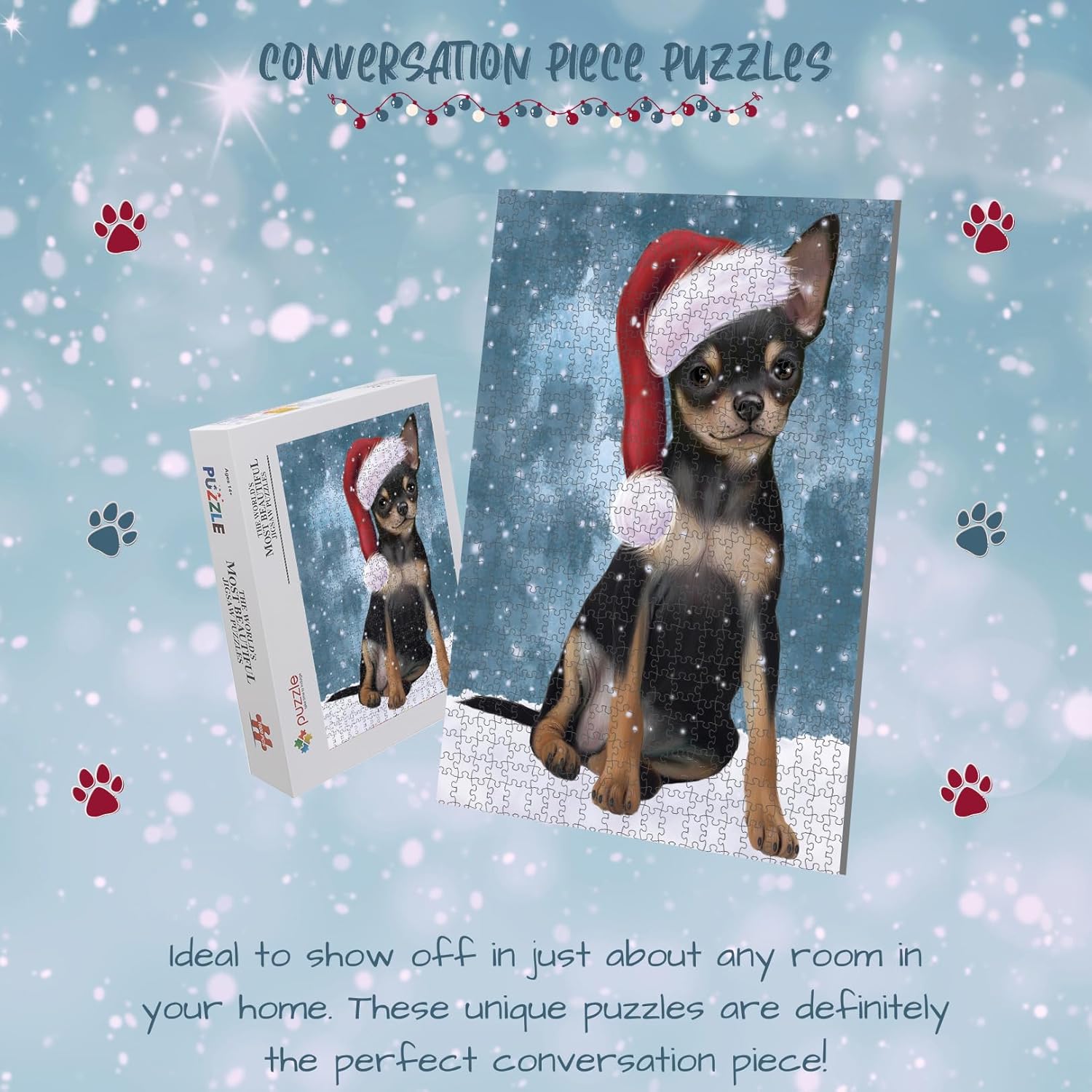 Let it Snow Chihuahua Dog Jigsaw Puzzle for Adults - Animal Printed Interlocking Puzzle Game Artwork - Gift for Dog Lover's - 1000 Pcs 11"x14", PZLE62227