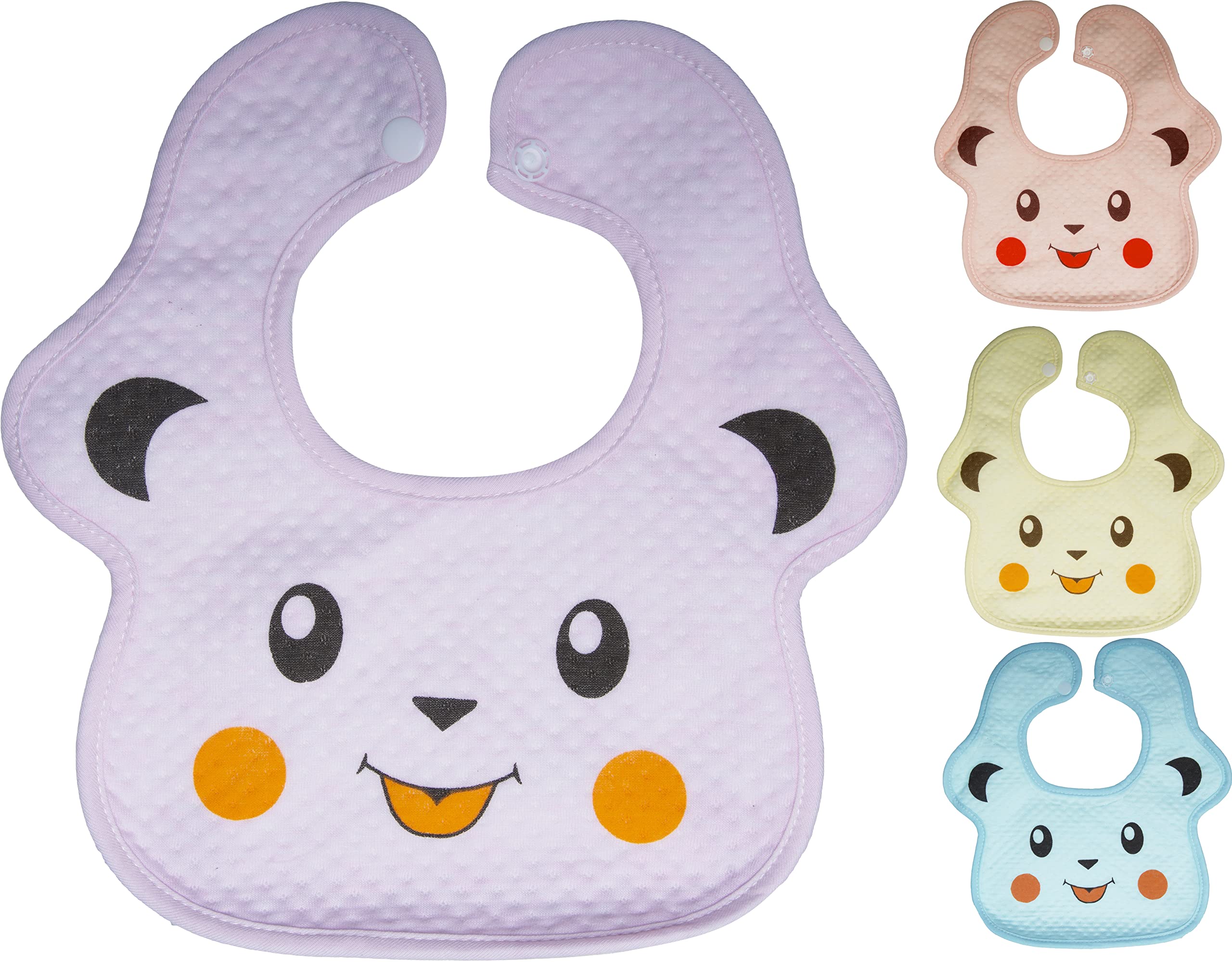 Babies Soft Button bib for Feeding, Crumb Catcher- (PACK OF 4)-image-6