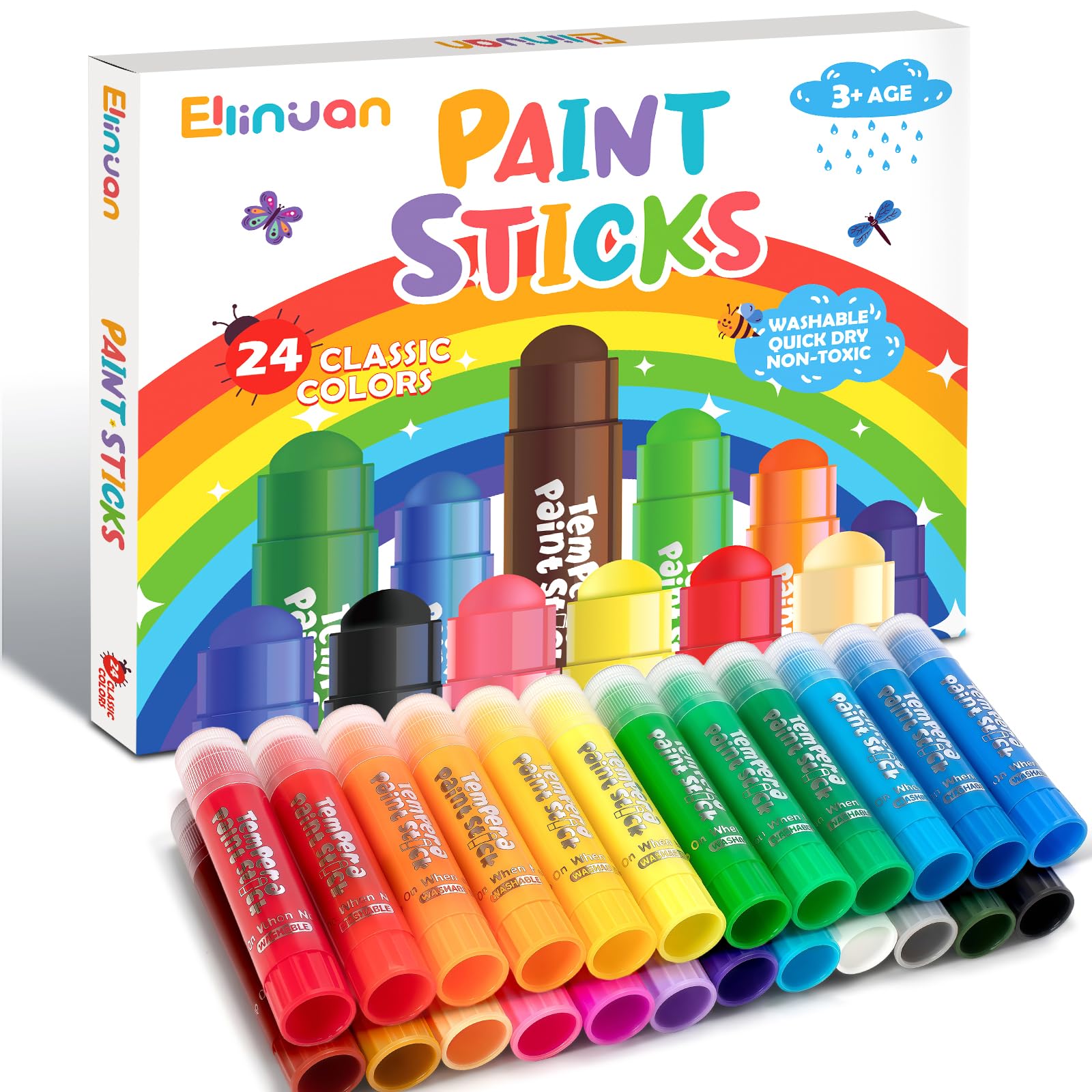 Ellinjan Tempera Paint Sticks 24 Colors