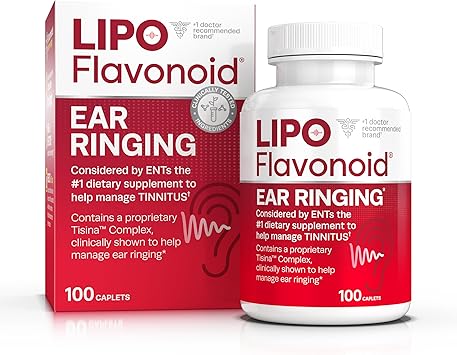 Lipo-Flavonoid Plus Tinnitus Relief - Doctor-Recommended for Ringing Ears - Clinically-Proven Lemon Bioflavonoid Complex with Vitamins C, B1, B2, B6, B12, & Calcium - 100 Caplets