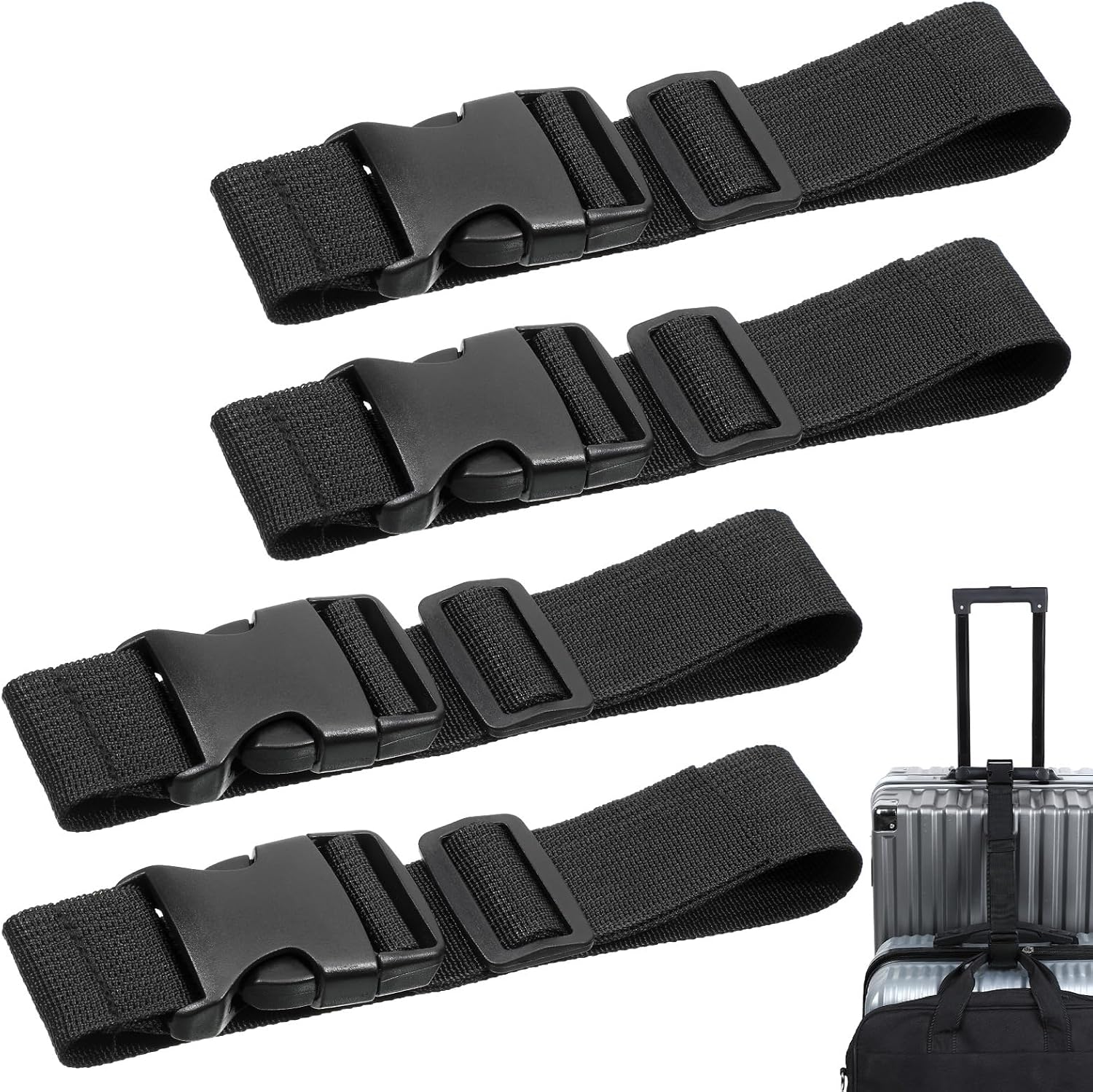 4Pcs Luggage Straps for Suitcases, Adjustable Suitcase Belt Add a Bag Luggage Straps for Suitcase Travel Accessories to Connect Two Suitcases for Connecting Your Luggages Together