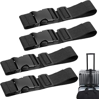 HJZHII 4Pcs Luggage Straps for Suitcases, Adjustable Suitcase Belt Add a Bag Luggage Straps for Suitcase Travel Accessories to Connect Two Suitcases for Connecting Your Luggages Together