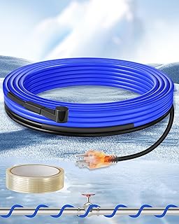 12Ft Water Pipe Heating Cable, 5W Constant Power Self-Regulating Heating Cable, 5W/FT, IPX7 Waterproof, Auto-On/Off, for Metal and Plastic Water Pipes, Freeze Protection, 120V U12HC06