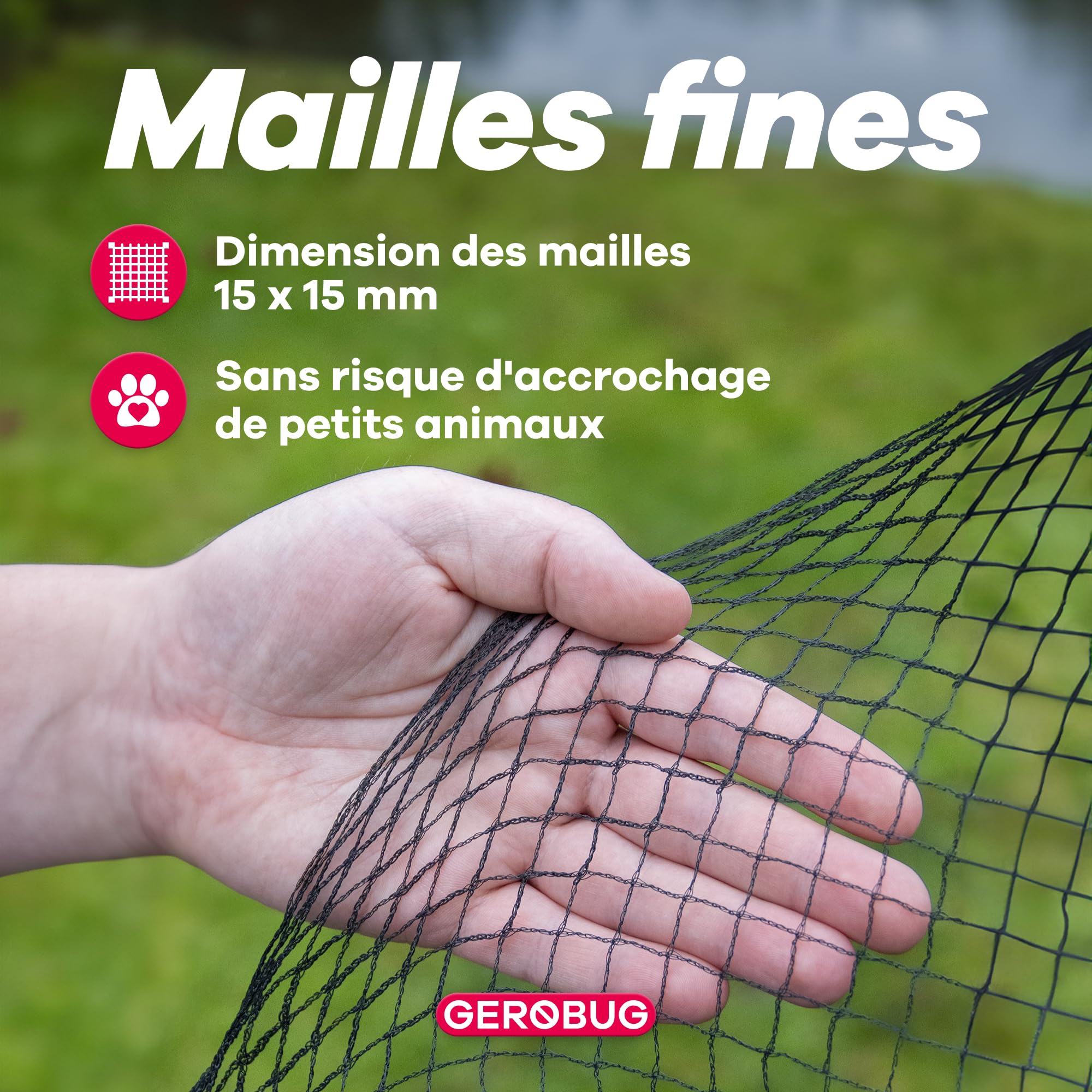 GEROBUG Filet de bassin mailles fines 5 x 2 m résistant aux intempéries UV protection hérons oiseaux filet