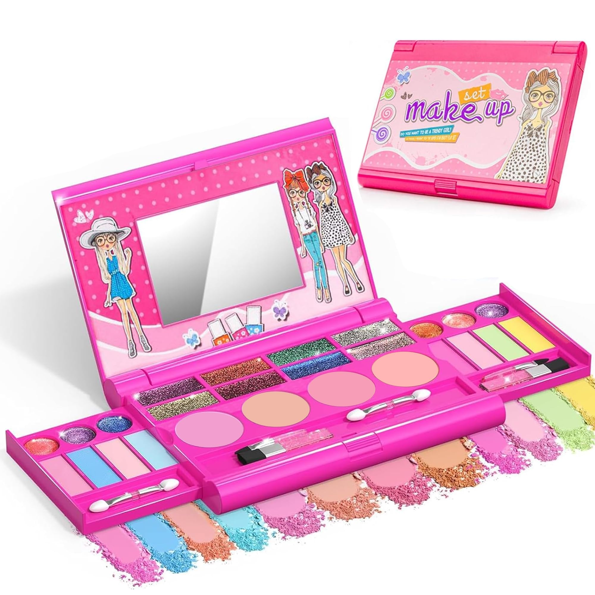 Kidology Kids Makeup Kit for Girl | Unicorn Toys for Girl Real Washable Makeup Girls Princess Play Make Up Toys | Makeup Set for Age 3+ Year Old Christmas & Birthday Gift (Laptop Shape Makeup Set)