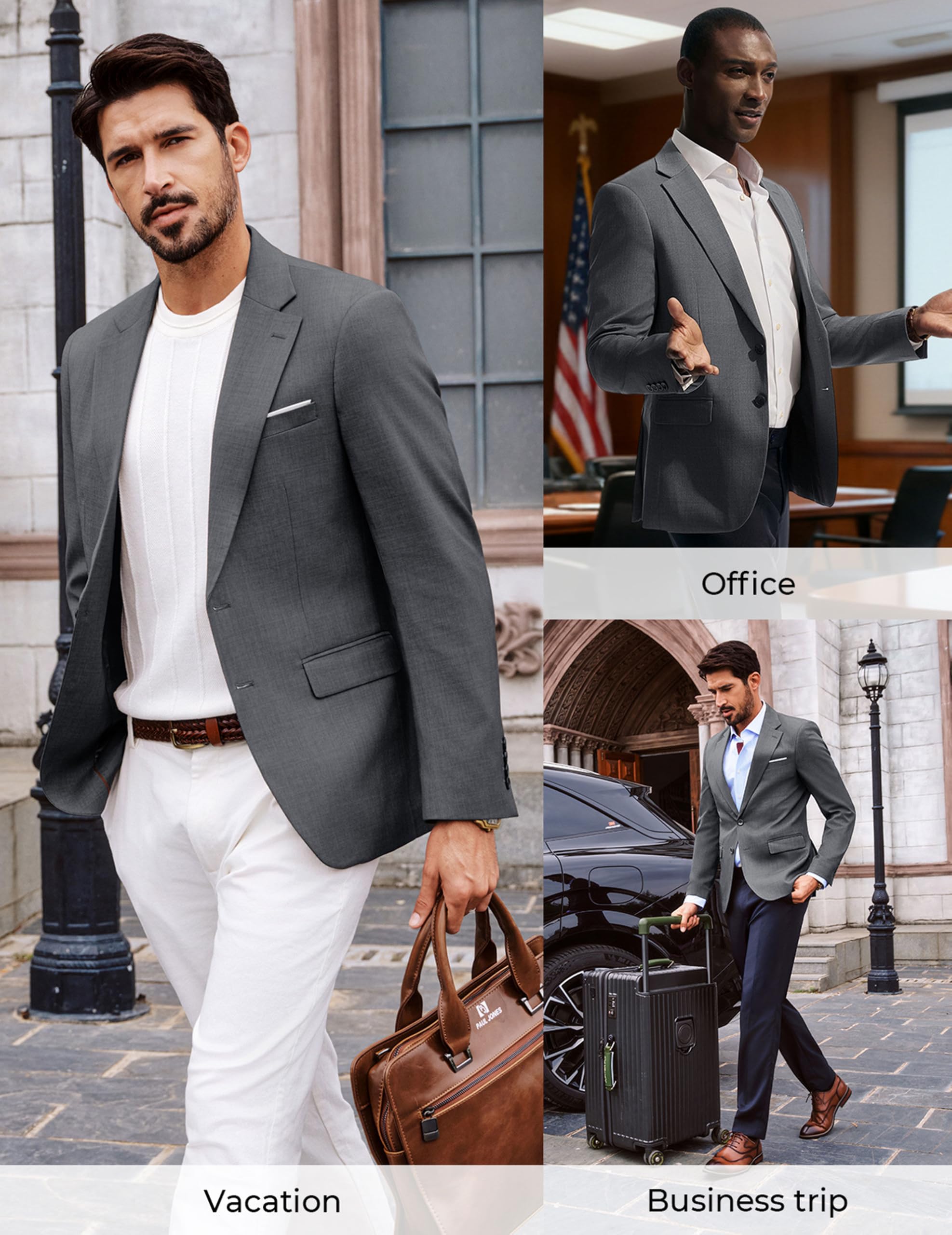 PJ PAUL JONES Herren Sakko Sportlich Freizeit Blazer Jackett 2 Knöpfe Modern Regular Fit Anzugjacke