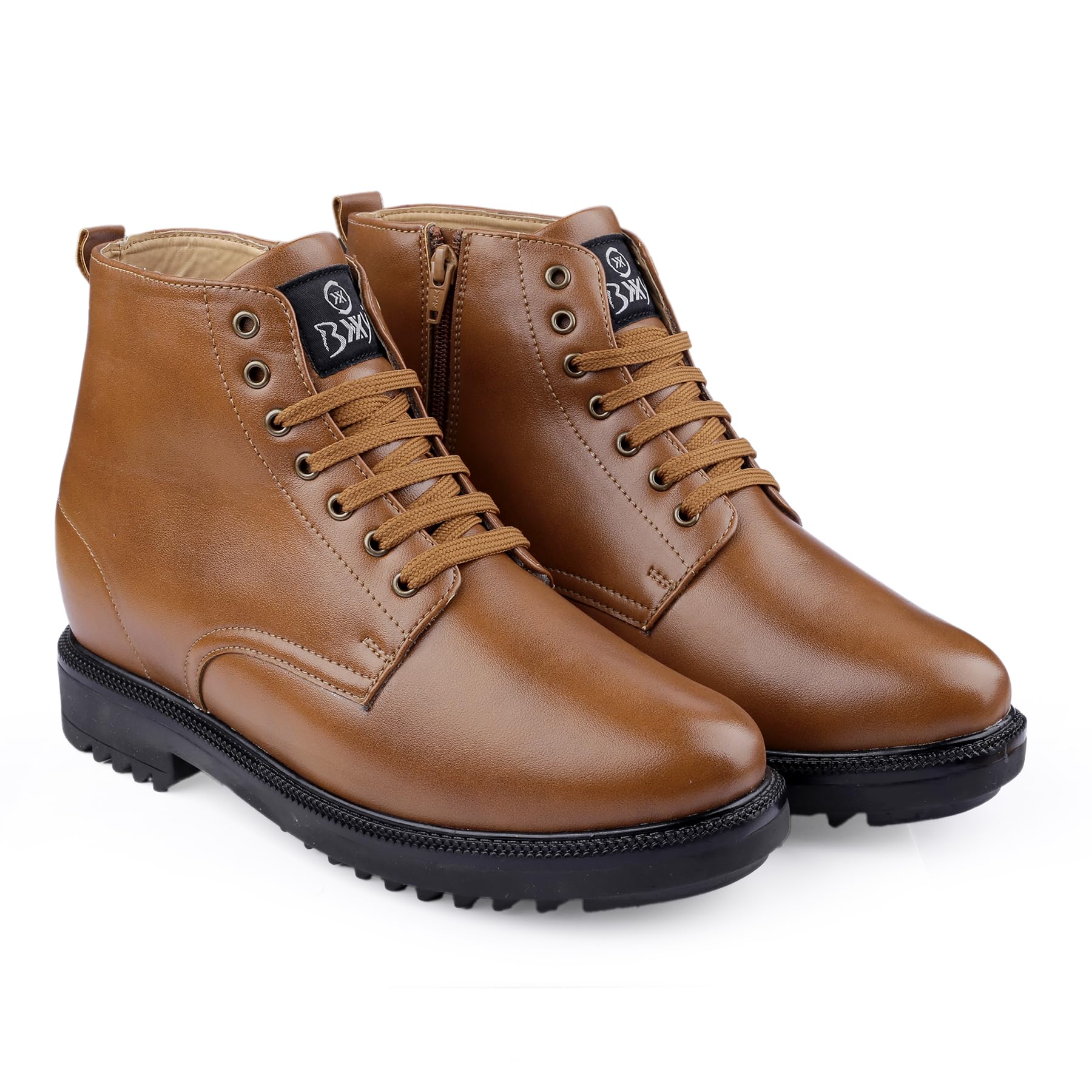Mens 4 Inch Hidden Height Increasing Faux Material Tan Casual Formal Laceup Ankle Boot.- 6 UK (B0D9NCMZLD) Amazon Price History, Amazon Price Tracker