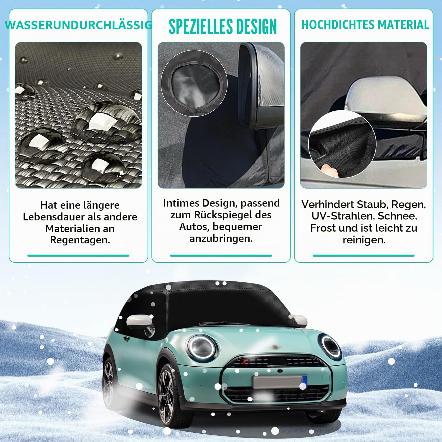 BMW Mini Cooper Cabrio R52 R57 F57 Halbgarage 600D Oxford-Gewebe Soft-Top-Dachschutzabdeckung Wetterfest 2005-2023