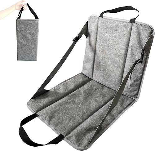 Pozico Cojín de asiento portátil para gradas, asiento ligero plegable con respaldo para deportes al aire libre y conciertos al aire libre